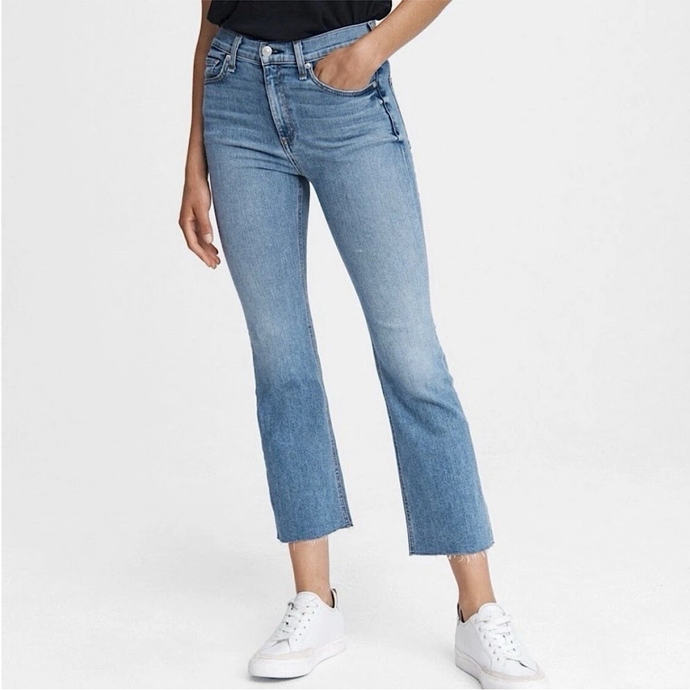 Rag & Bone Women's Hana High Rise Flare Cropped Jeans Blue Levee Size 26